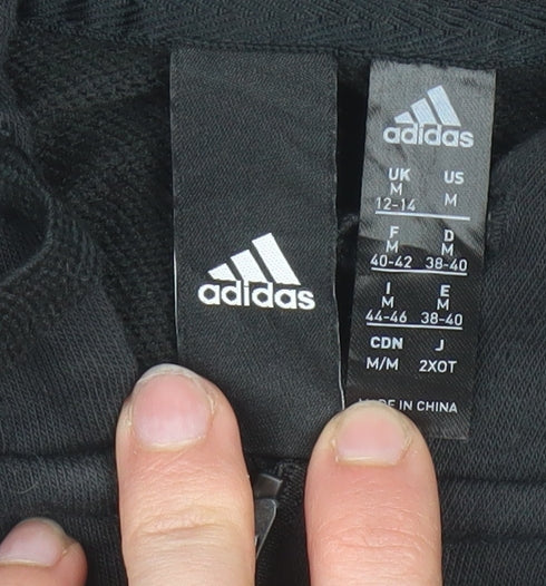 Adidas Womens Black Full Zip Hoodie Size M 12-14 Cotton Blend