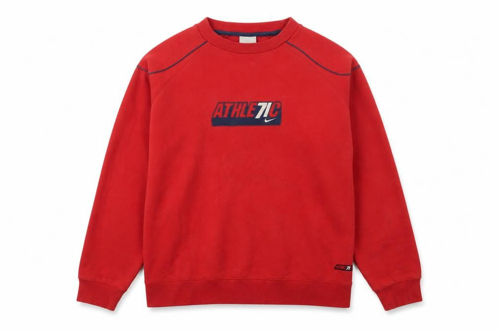 Nike Womens Red Athletic Logo Pullover Sweatshirt XL Relaxed Fit