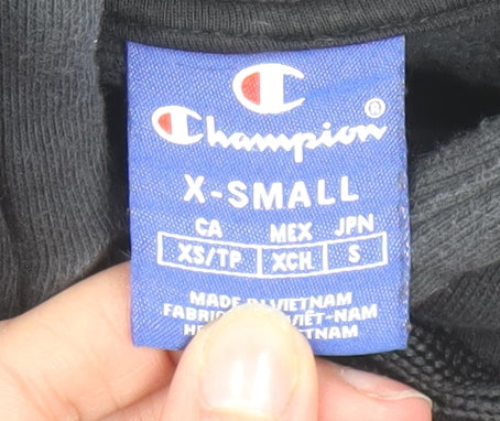 Champion Men's Black XS Pullover Hoodie with Logo Design