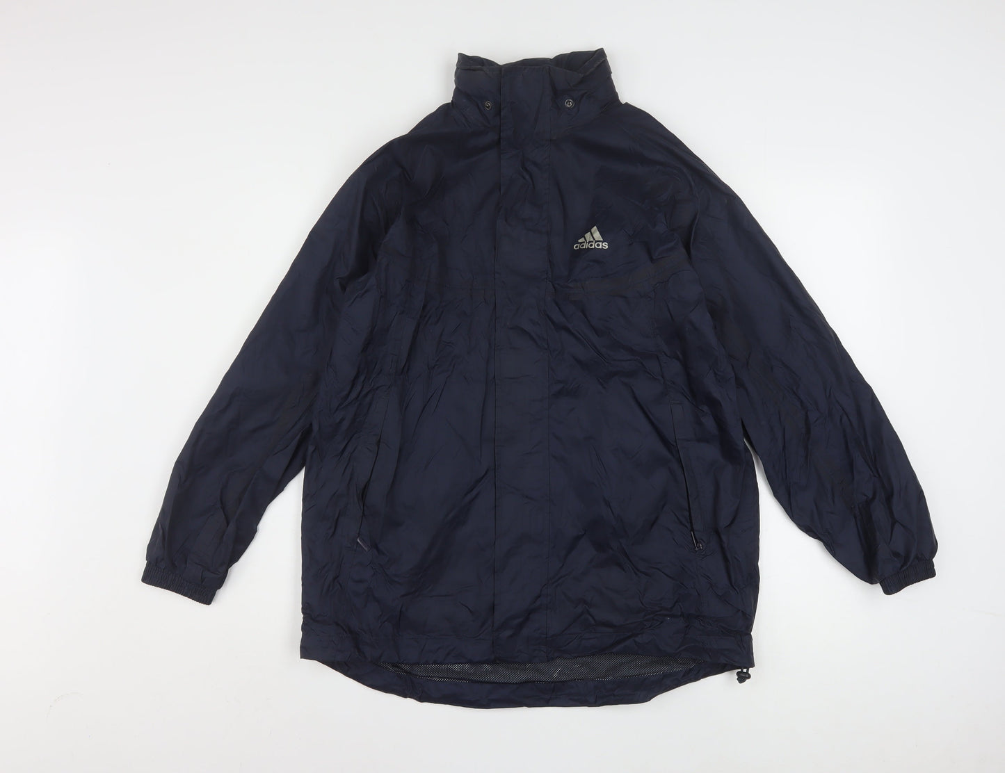 Adidas Boys Blue Windbreaker Jacket 14-16 Years Hooded Zip Lined Sports