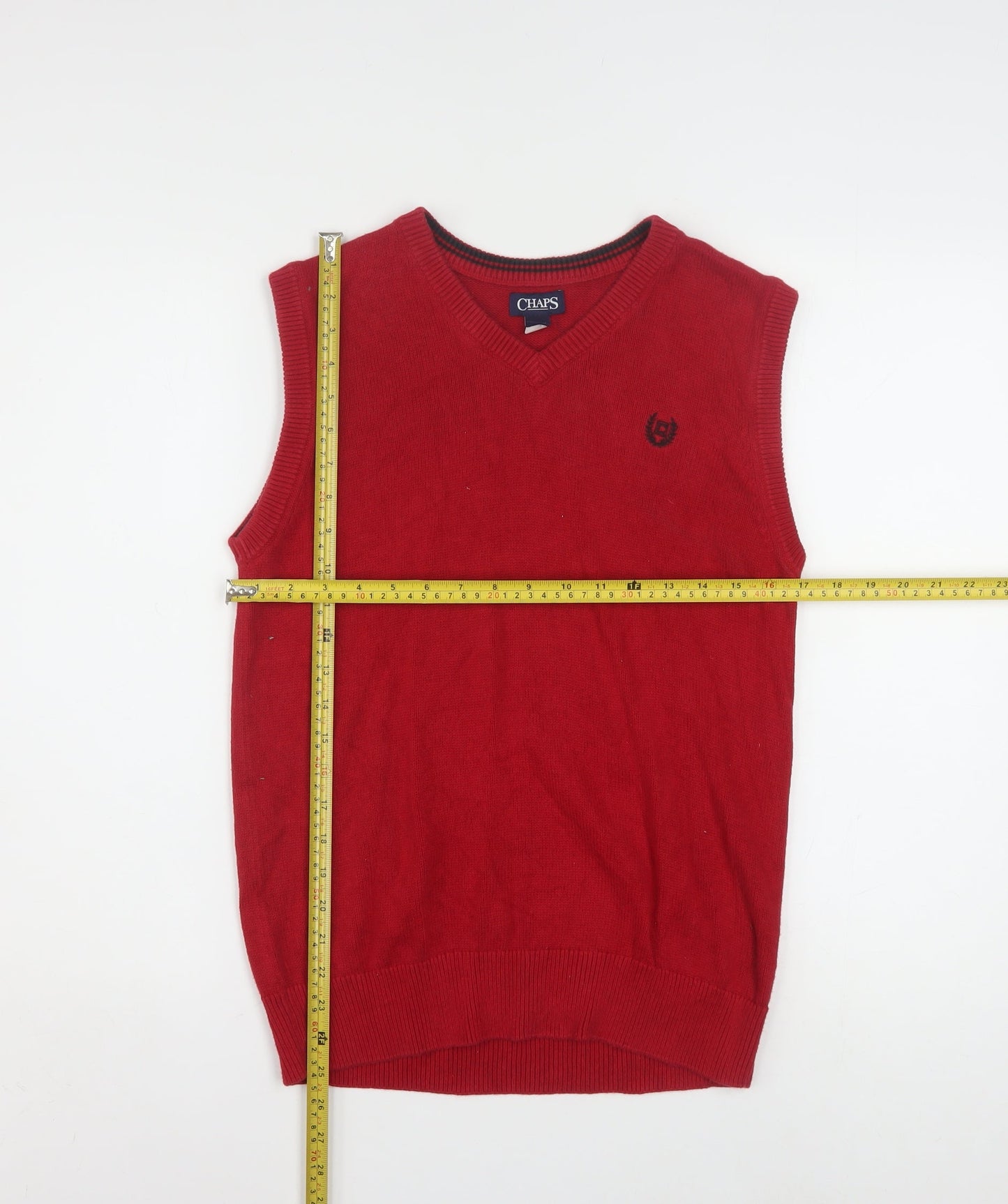 Chaps Womens Red Cotton V-Neck Sleeveless Knit Jumper Vest XL