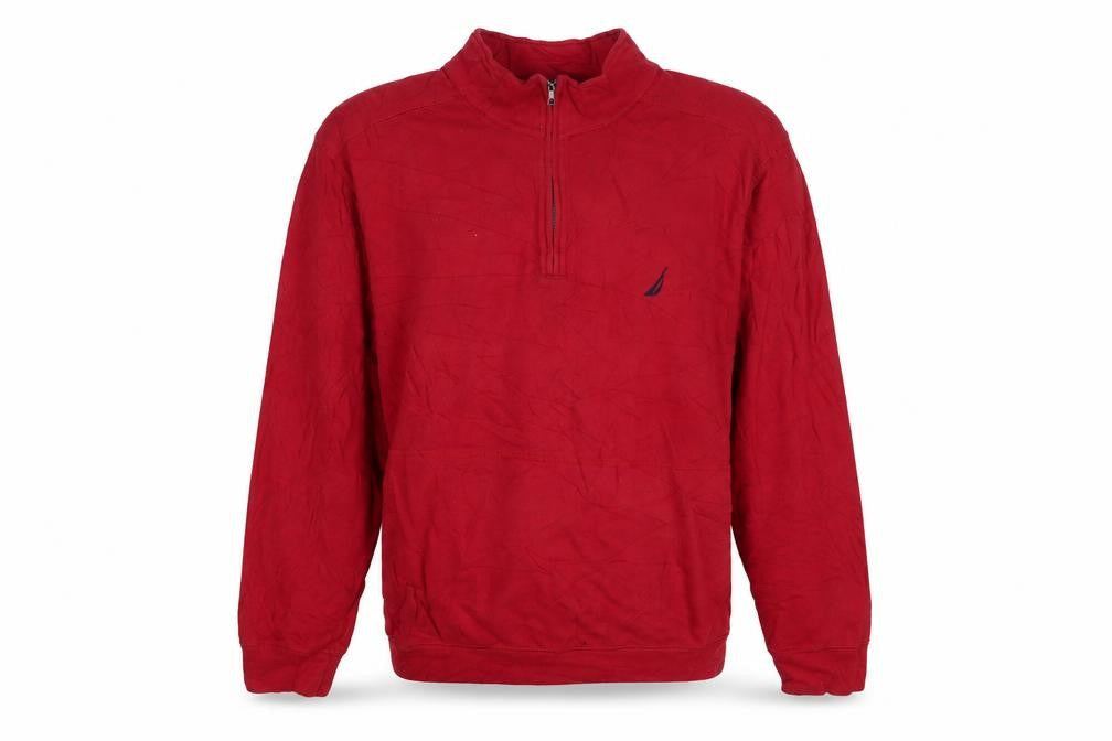 Nautica Men's Red 2XL 1/4 Zip Pullover Sweatshirt Mock Neck