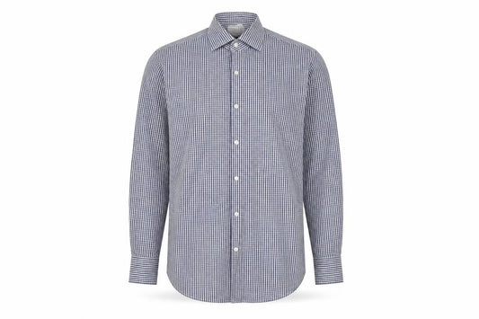 Hugo Boss Men's Blue Check Regular Fit Long Sleeve Cotton Shirt 15.5in