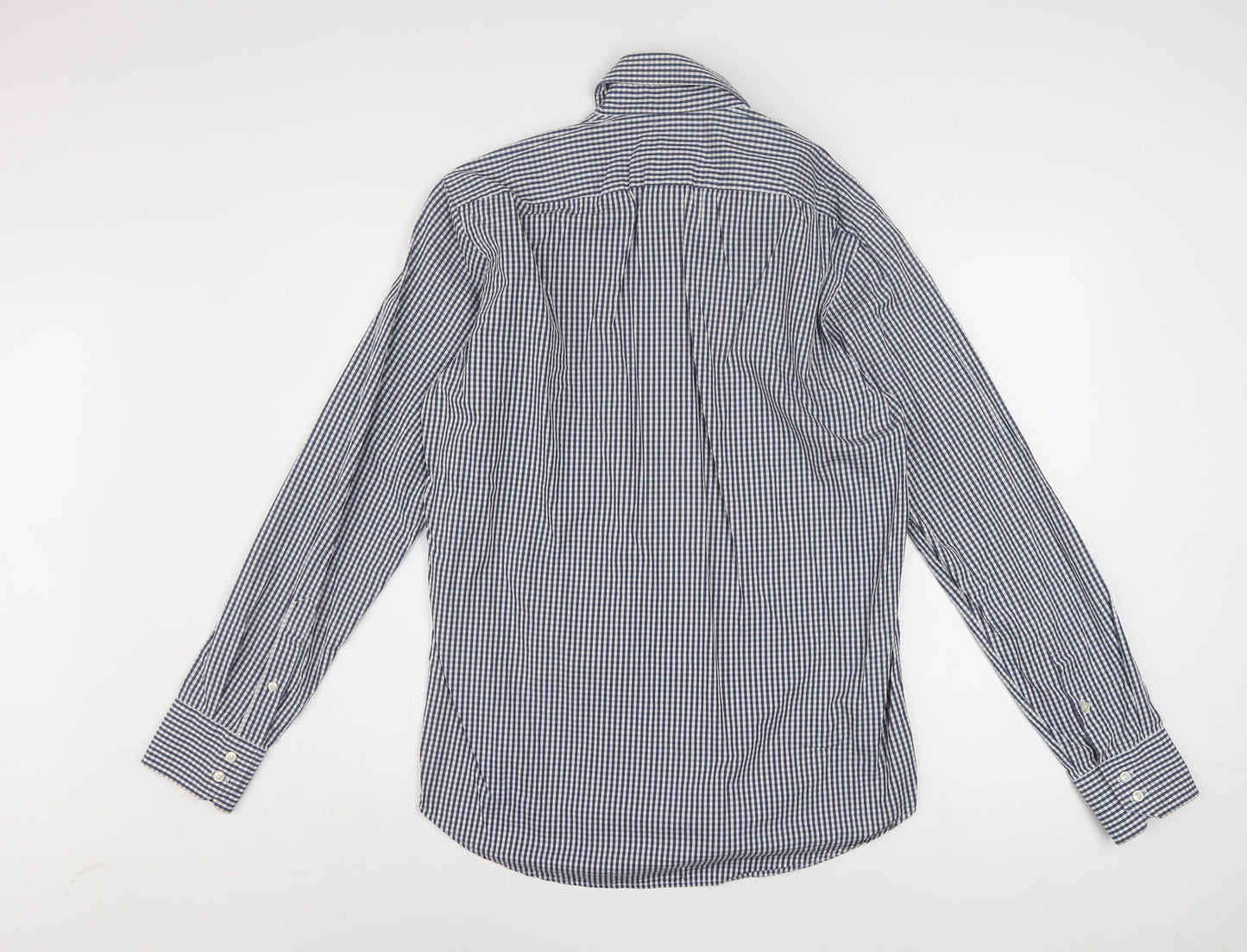Hugo Boss Men's Blue Check Regular Fit Long Sleeve Cotton Shirt 15.5in