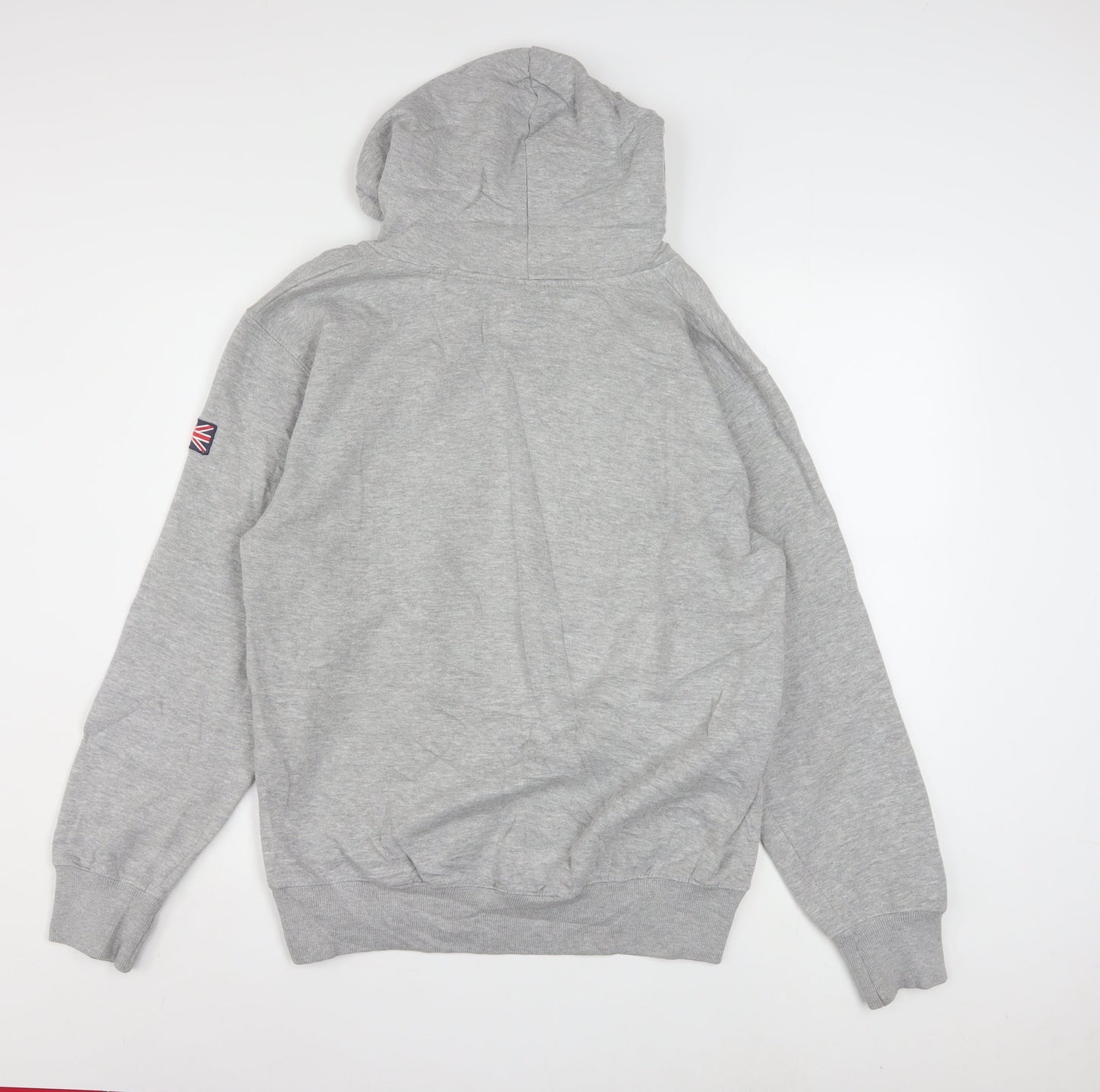 Amazing London Men's Grey Pullover Hoodie L Embroidered Flag Design