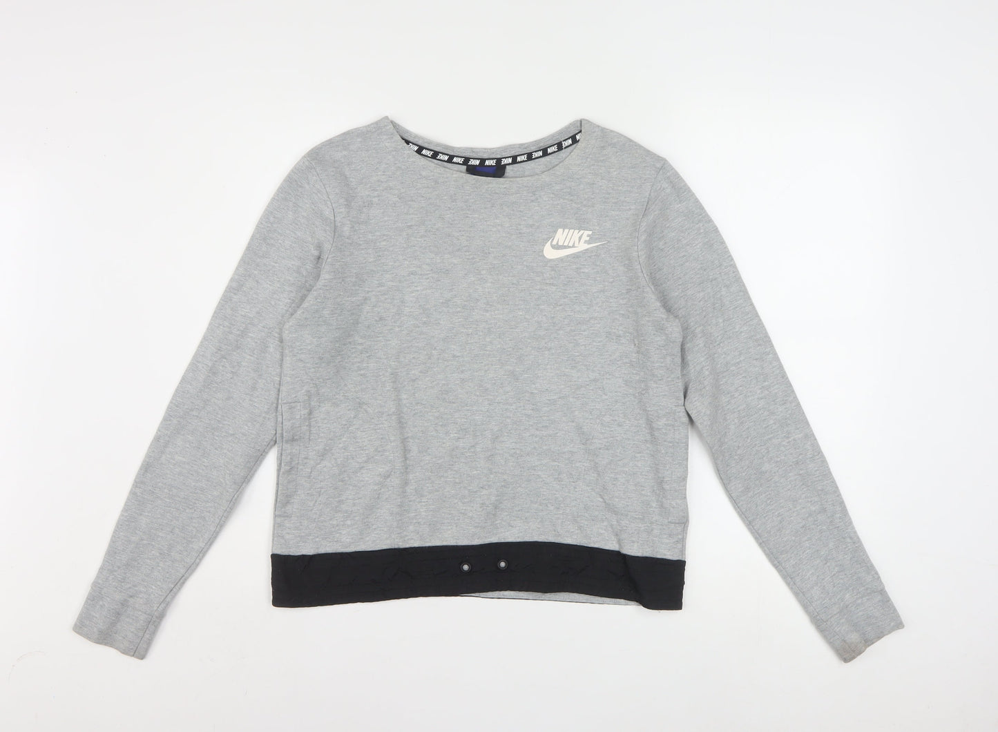 Nike Women Grey Long Sleeve Crew Neck Sweatshirt Size S