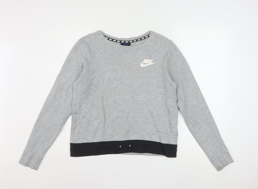 Nike Women Grey Long Sleeve Crew Neck Sweatshirt Size S