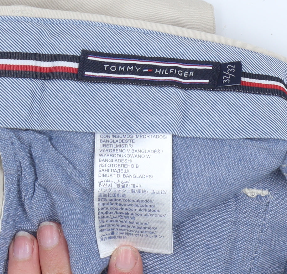 Tommy Hilfiger Men's Beige Chino Trousers 32x32 Regular Fit