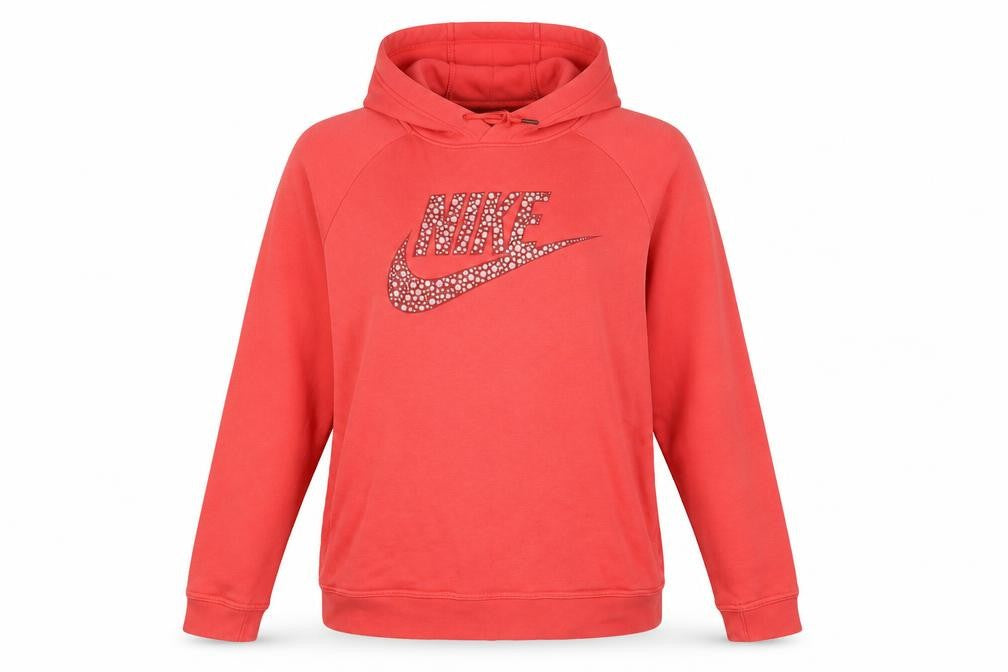 Nike Women’s Pink Rhinestone Logo Pullover Hoodie Size L