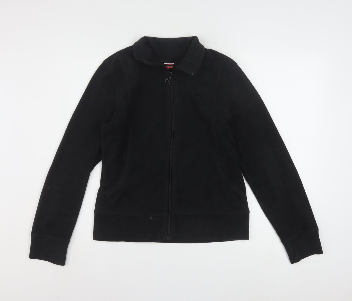 Puma Women Black Fleece Track Jacket Size 12 Full Zip Lightweight