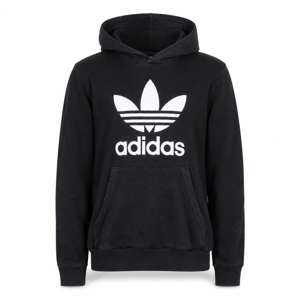 adidas Boys Black Pullover Hoodie 13-14 Years Logo Fleece Sweatshirt