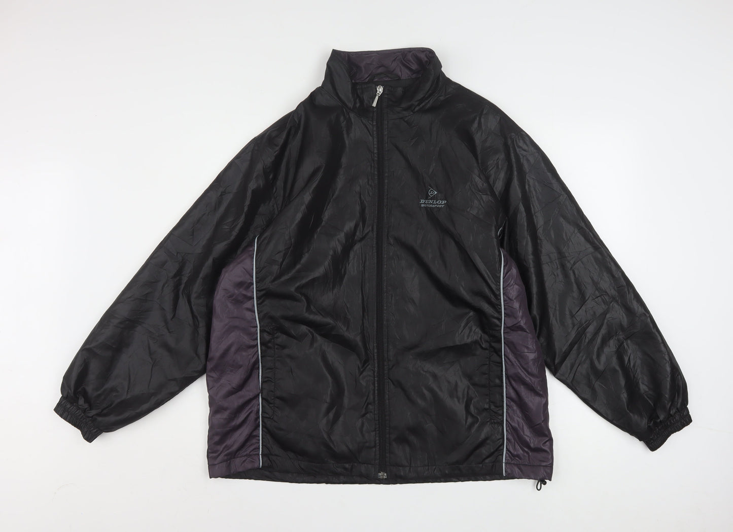Dunlop Motorsport Mens Black L Windbreaker Jacket Full Zip Polyester