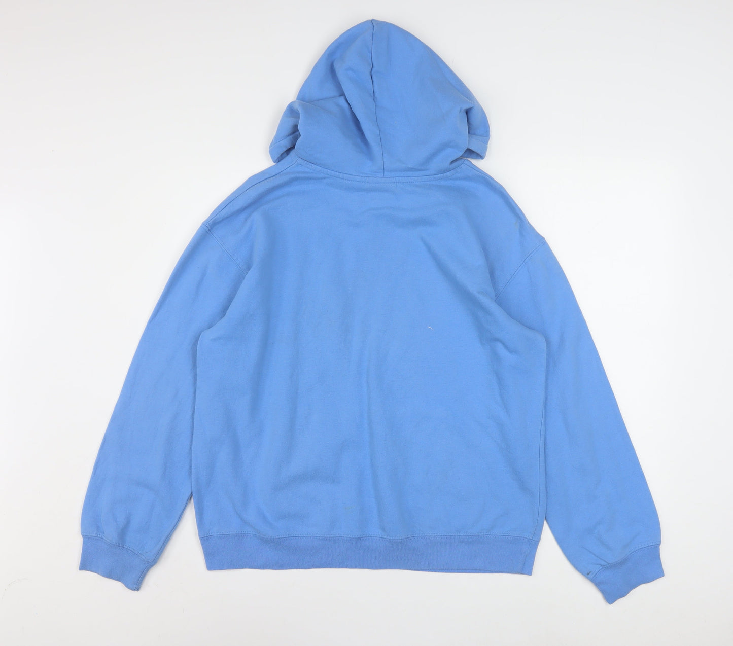 Disney Women Blue Stitch Pullover Hoodie L Cotton Blend Graphic