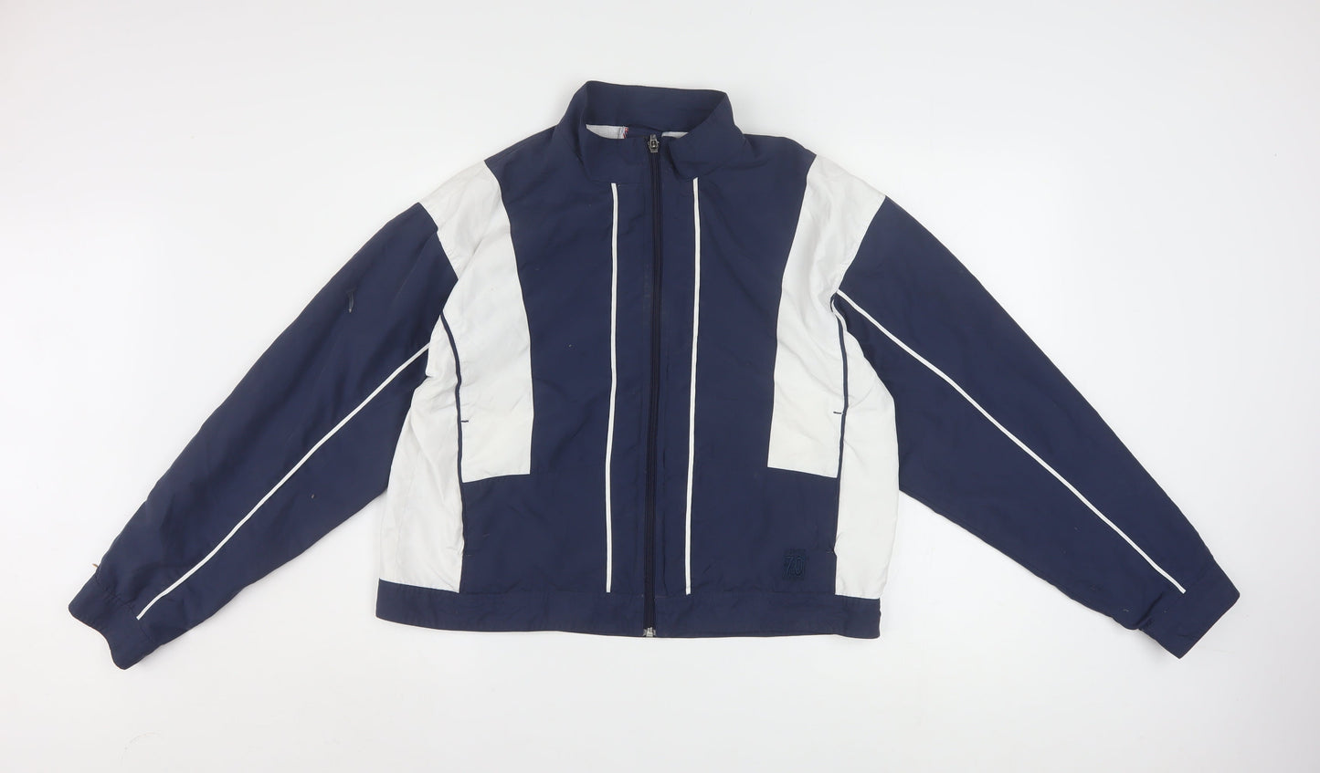 K-Swiss Mens Blue White Windbreaker Jacket Size M Sports Retro