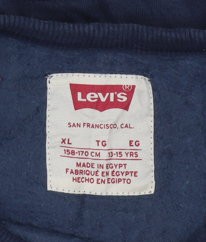 Levi's Boys Blue XL 13-15 Years Crew Neck Logo Pullover Sweatshirt