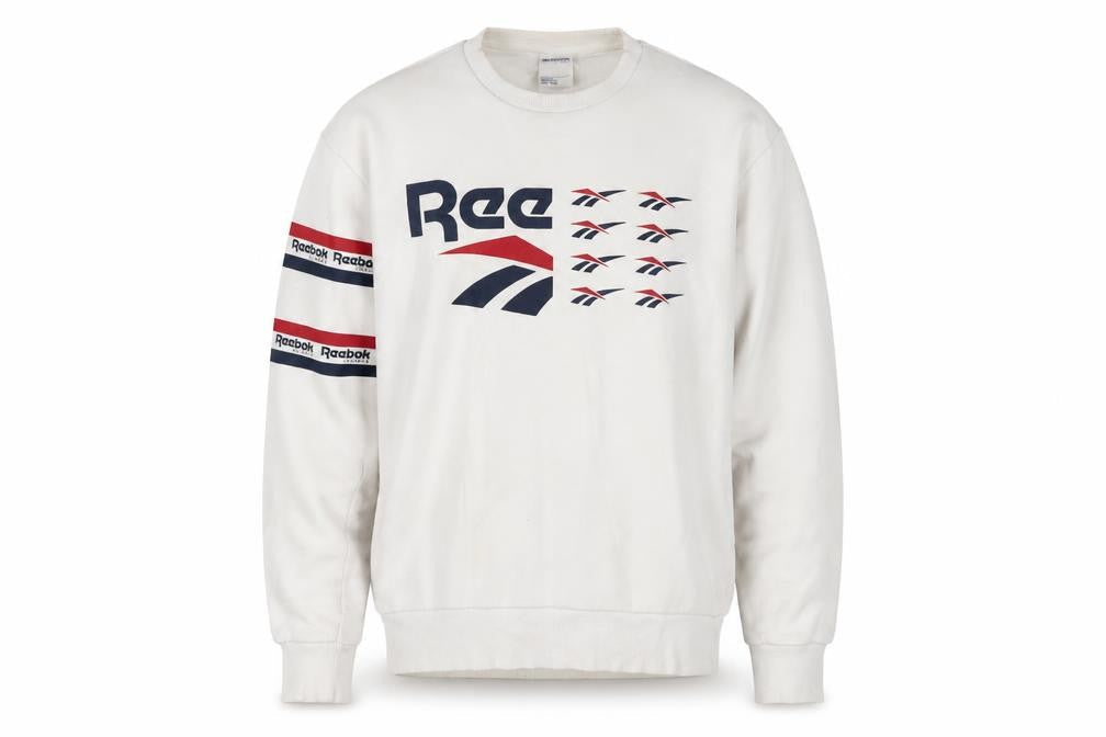 Reebok Men's White Graphic Logo Pullover Sweatshirt Size S