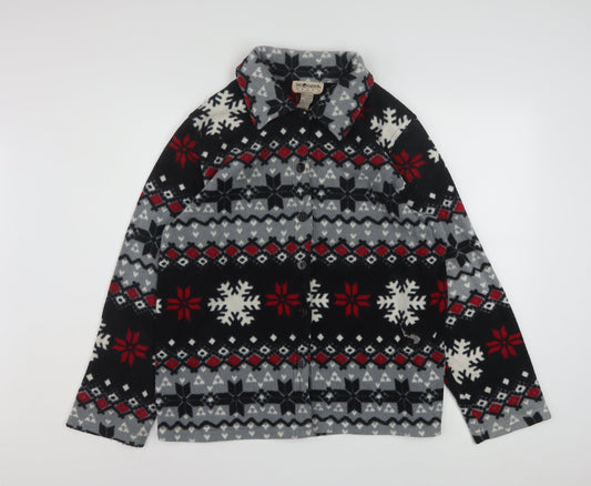 Sag Harbor Women’s Multicoloured Fleece Jacket M Winter Fair Isle Pattern