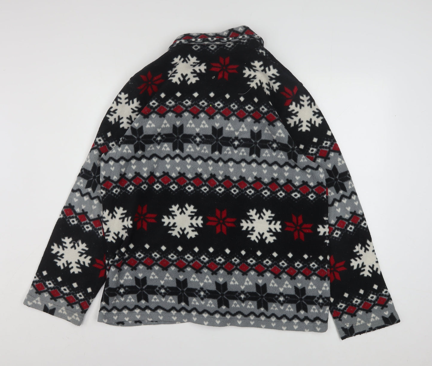 Sag Harbor Women’s Multicoloured Fleece Jacket M Winter Fair Isle Pattern