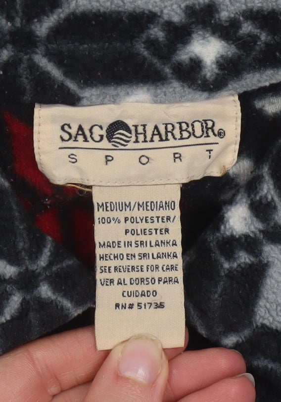 Sag Harbor Women’s Multicoloured Fleece Jacket M Winter Fair Isle Pattern