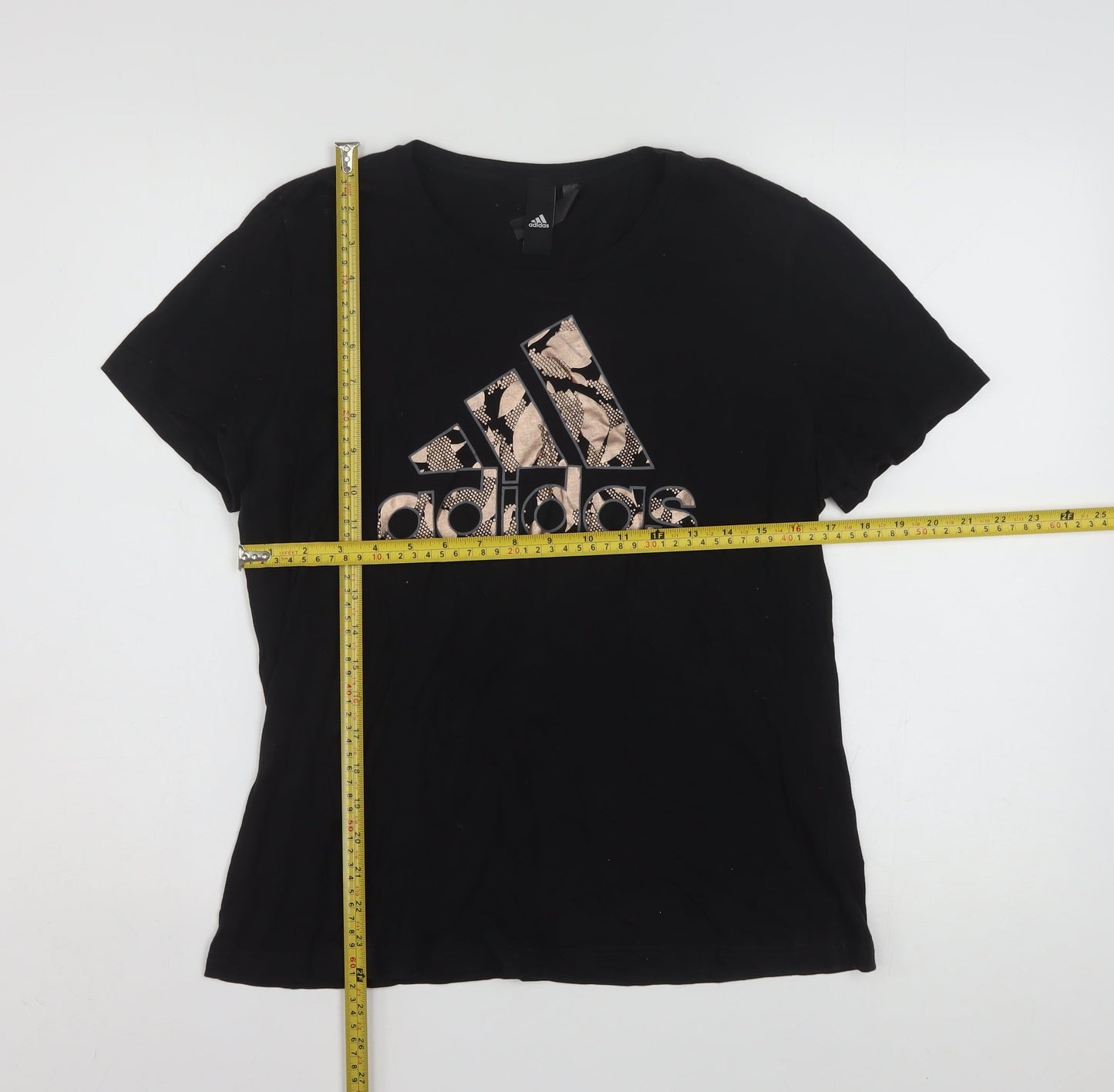 Adidas Womens Black Cotton Sports Logo T-Shirt Size 16