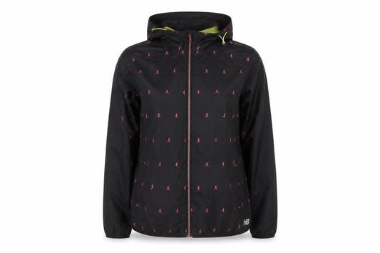 New Balance Womens Black L Hooded Windbreaker Jacket