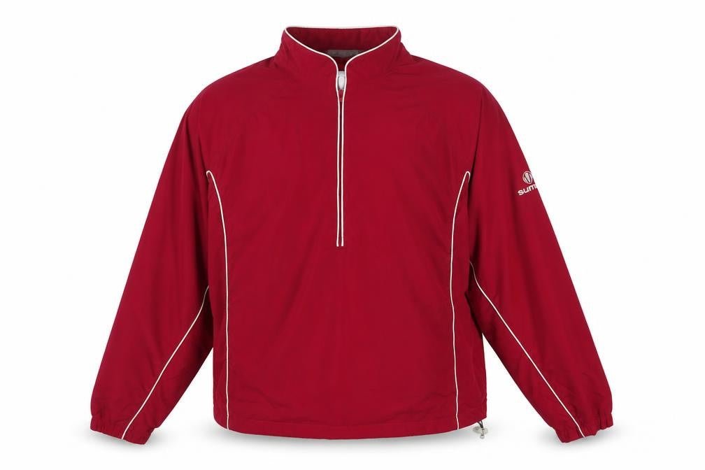 Sunice Men’s Red L Windbreaker Golf Jacket 1/4 Zip Polyester
