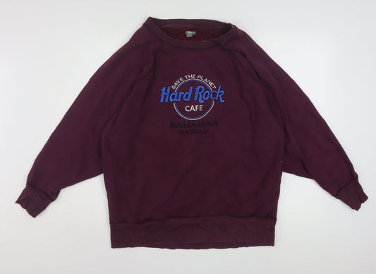 Aerie Women's Burgundy Hard Rock Cafe Nassau Pullover Sweatshirt M