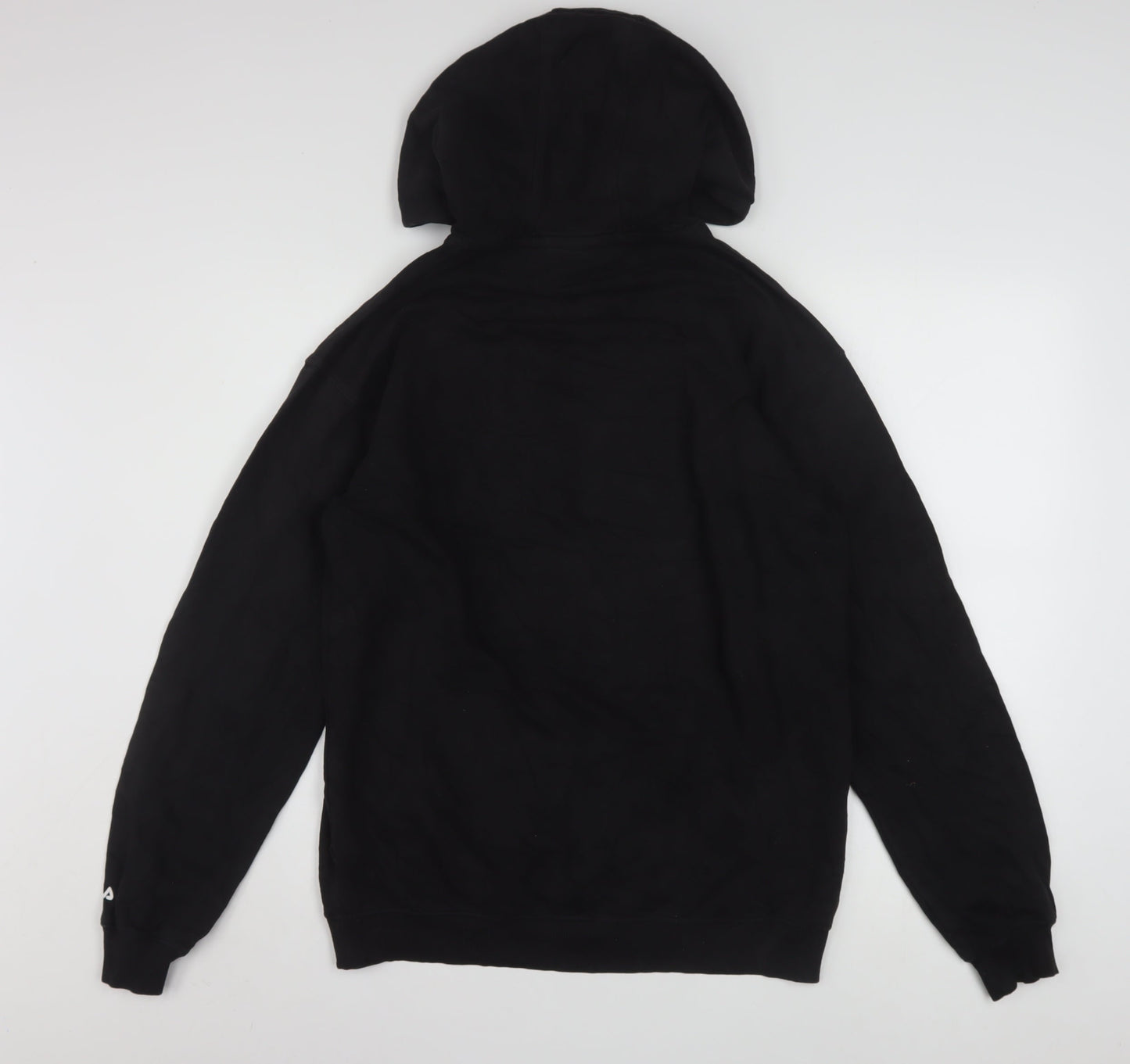 FILA Men's Black Small Pullover Hoodie with Logo, Fleece, Sports Style