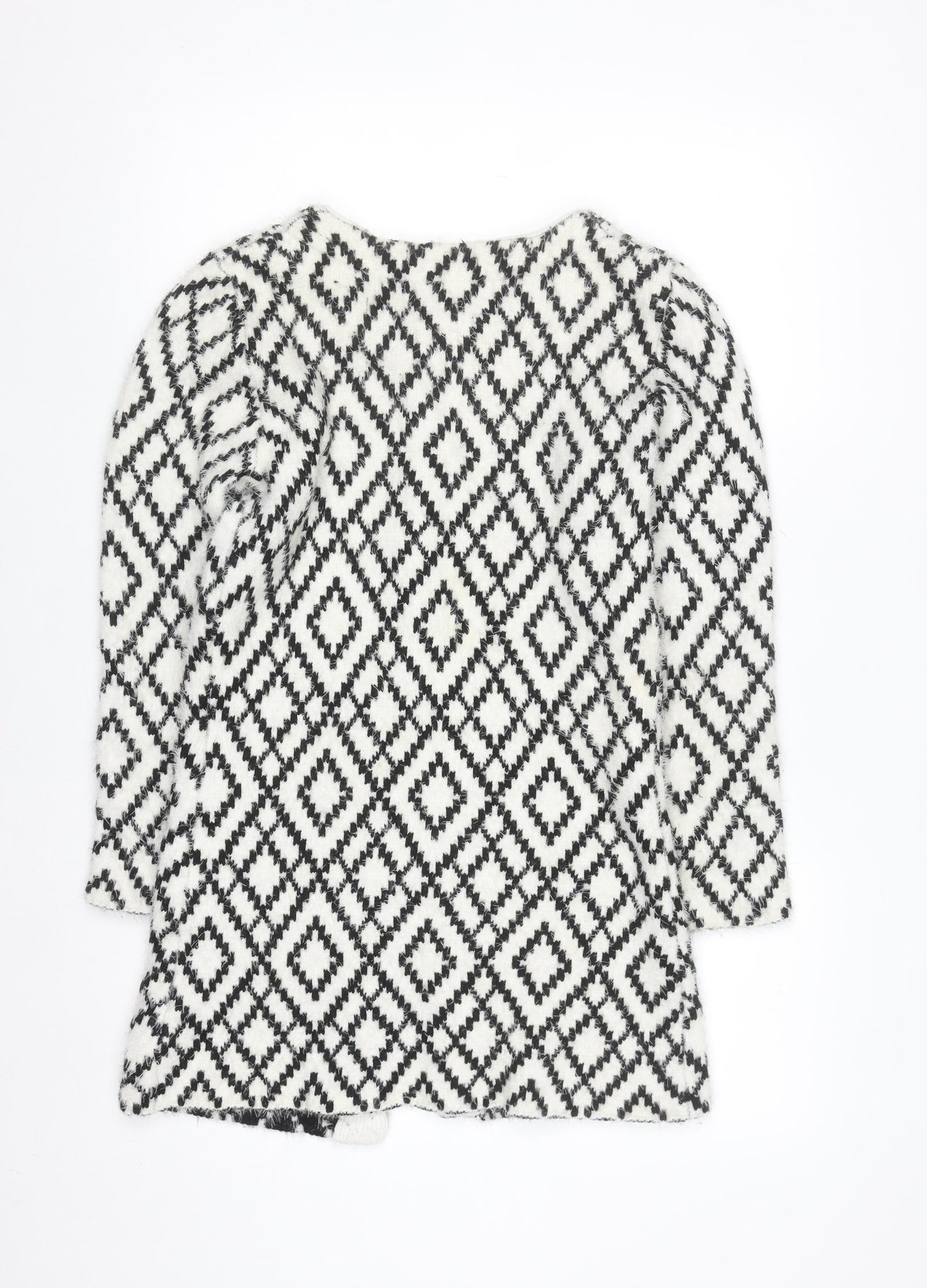 Rant & Rave Women's Black & White XS Geometric Knit Cardigan