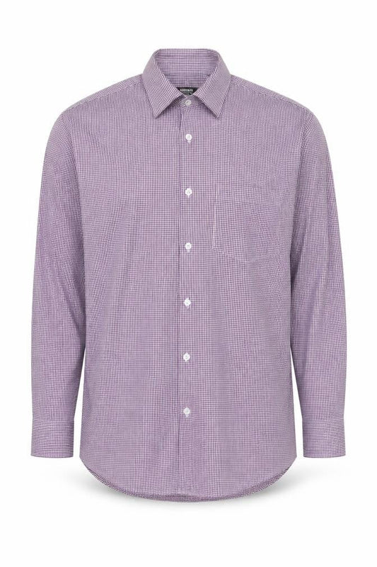 Dunnes Men's Purple Check Regular Fit Long Sleeve Shirt 15.5in