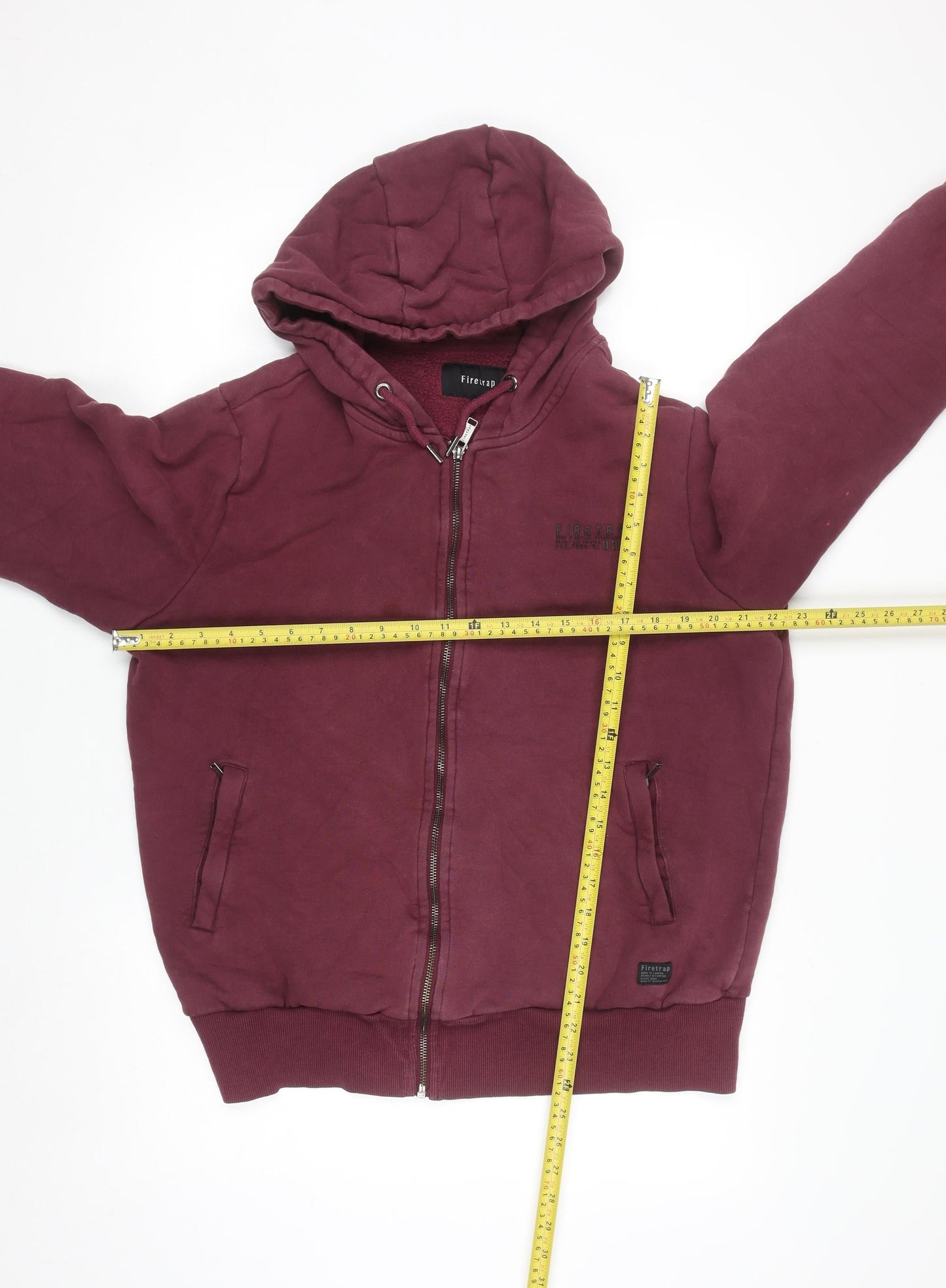 Firetrap Men's Red Full Zip Hoodie XL Long Sleeve Cotton Blend
