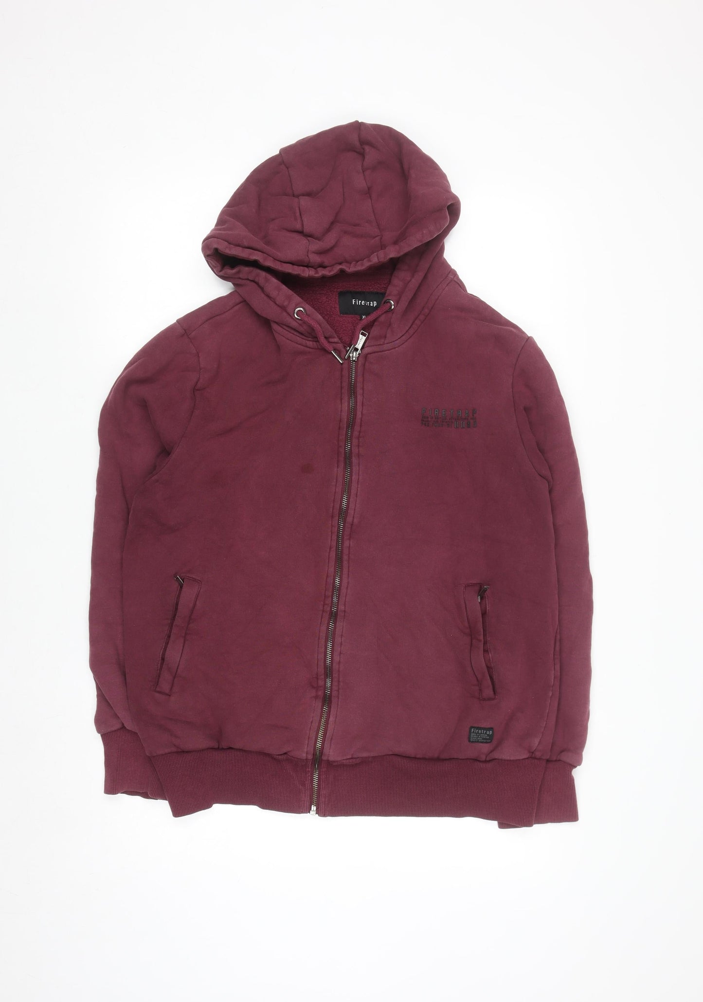 Firetrap Men's Red Full Zip Hoodie XL Long Sleeve Cotton Blend