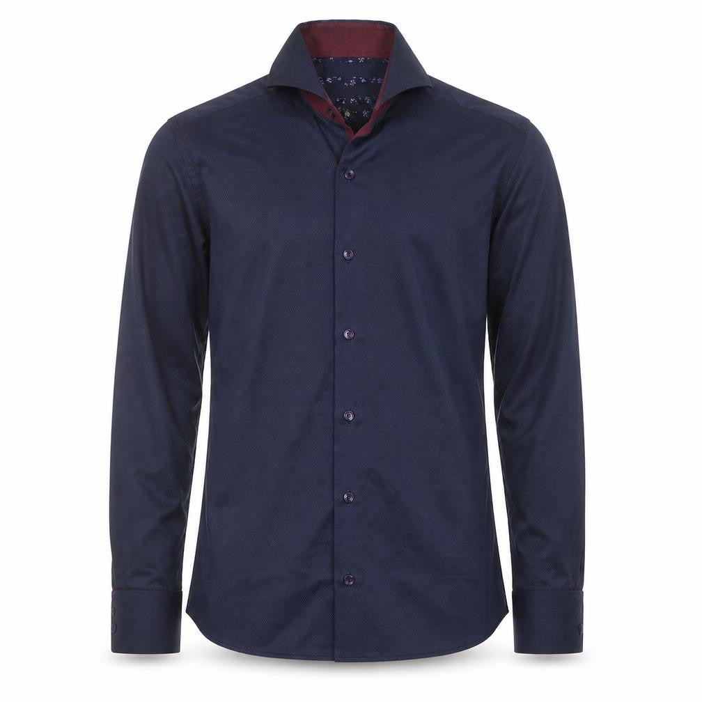River Island Men's Blue Slim Fit Long Sleeve Button-Up Shirt XS