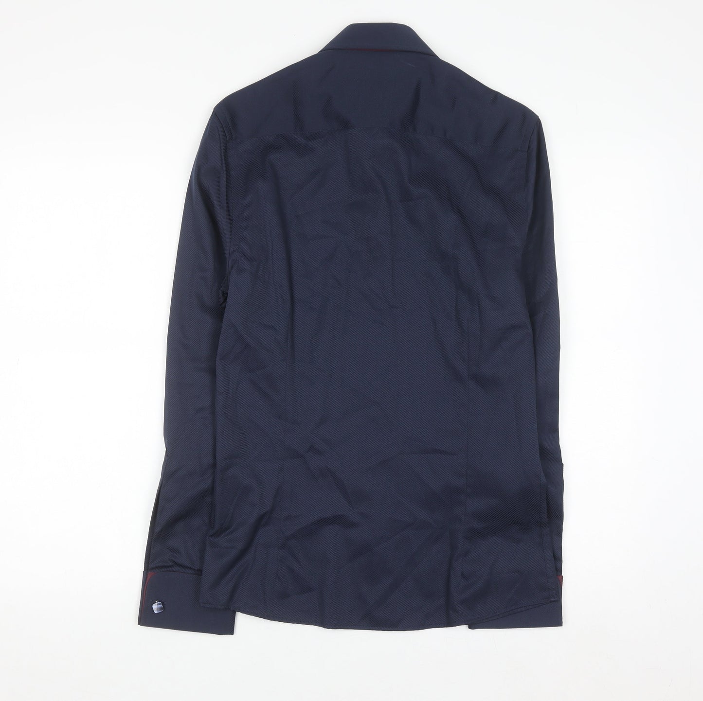River Island Men's Blue Slim Fit Long Sleeve Button-Up Shirt XS