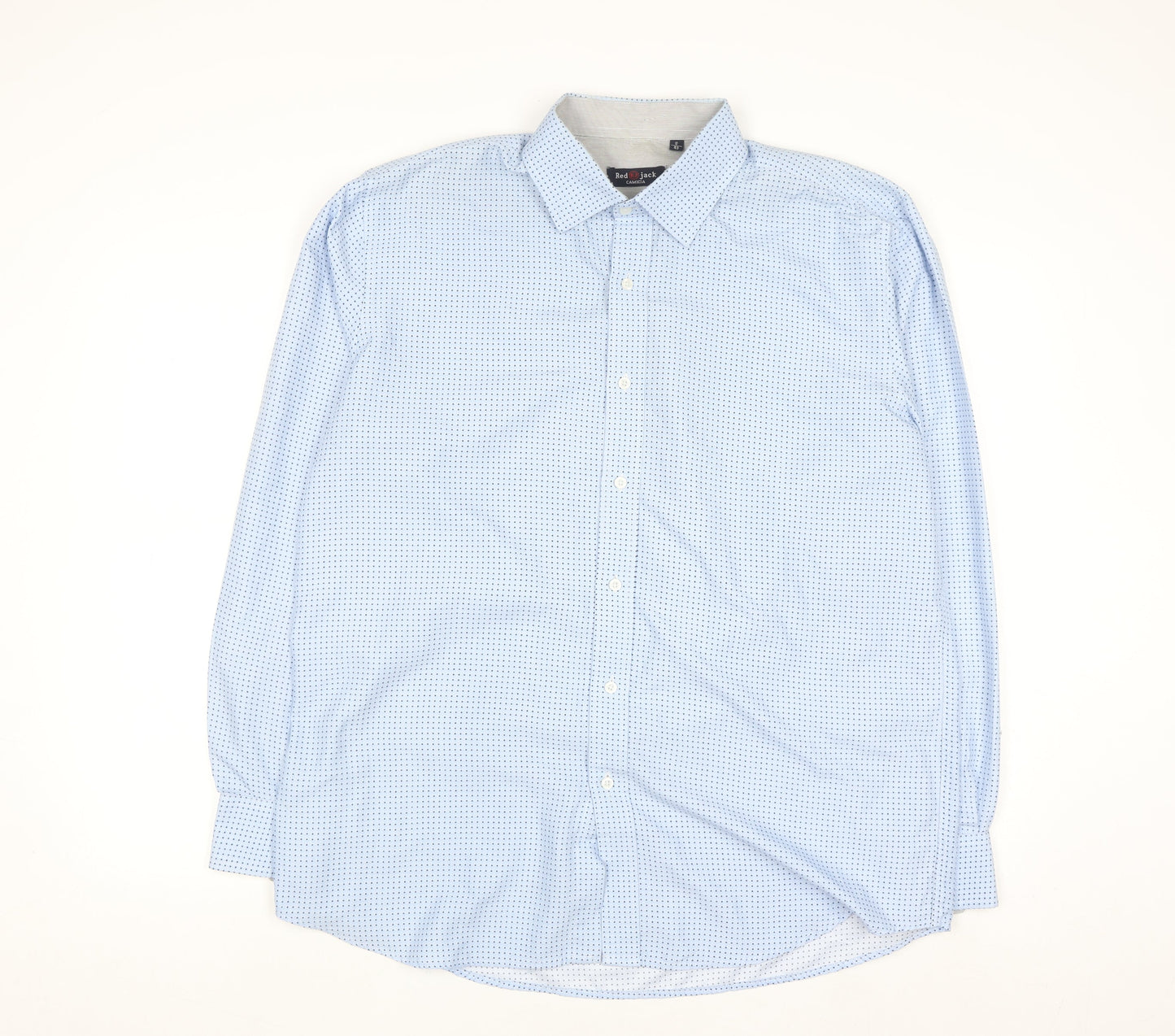 Red Jack Men's Blue Polka Dot Long Sleeve Button-Up Shirt 17 43in
