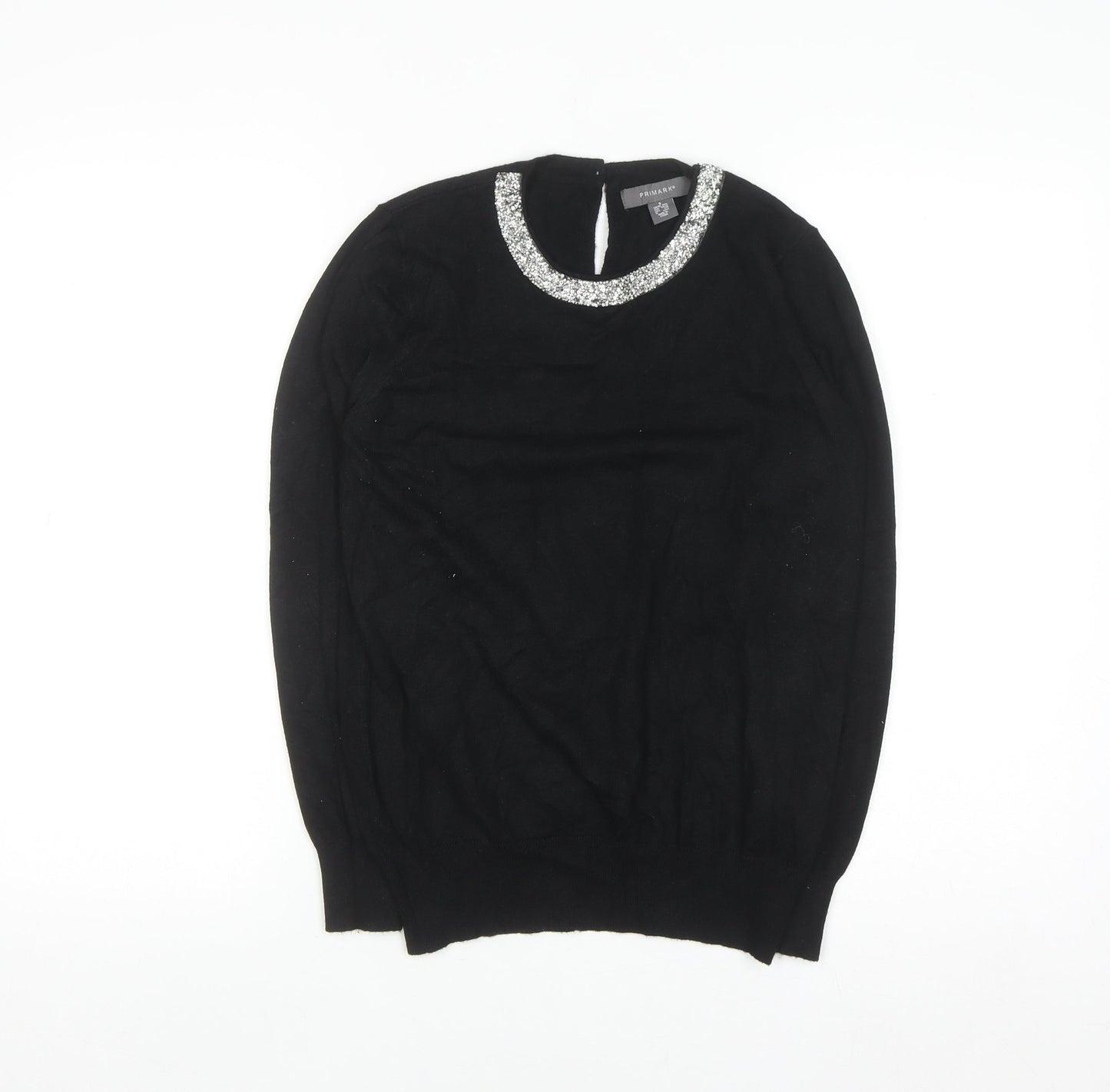 Primark Women’s Black Jewel Neck Long Sleeve Pullover Jumper Size 10/12