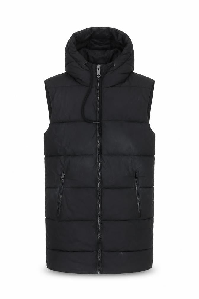Dunnes Mens Black Hooded Puffer Waistcoat Size S