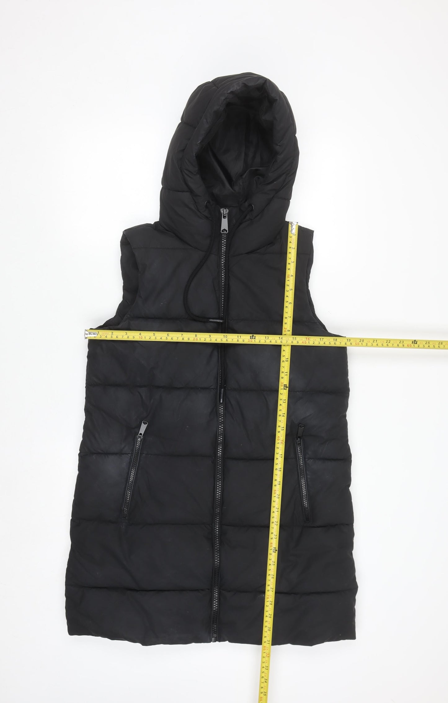 Dunnes Mens Black Hooded Puffer Waistcoat Size S