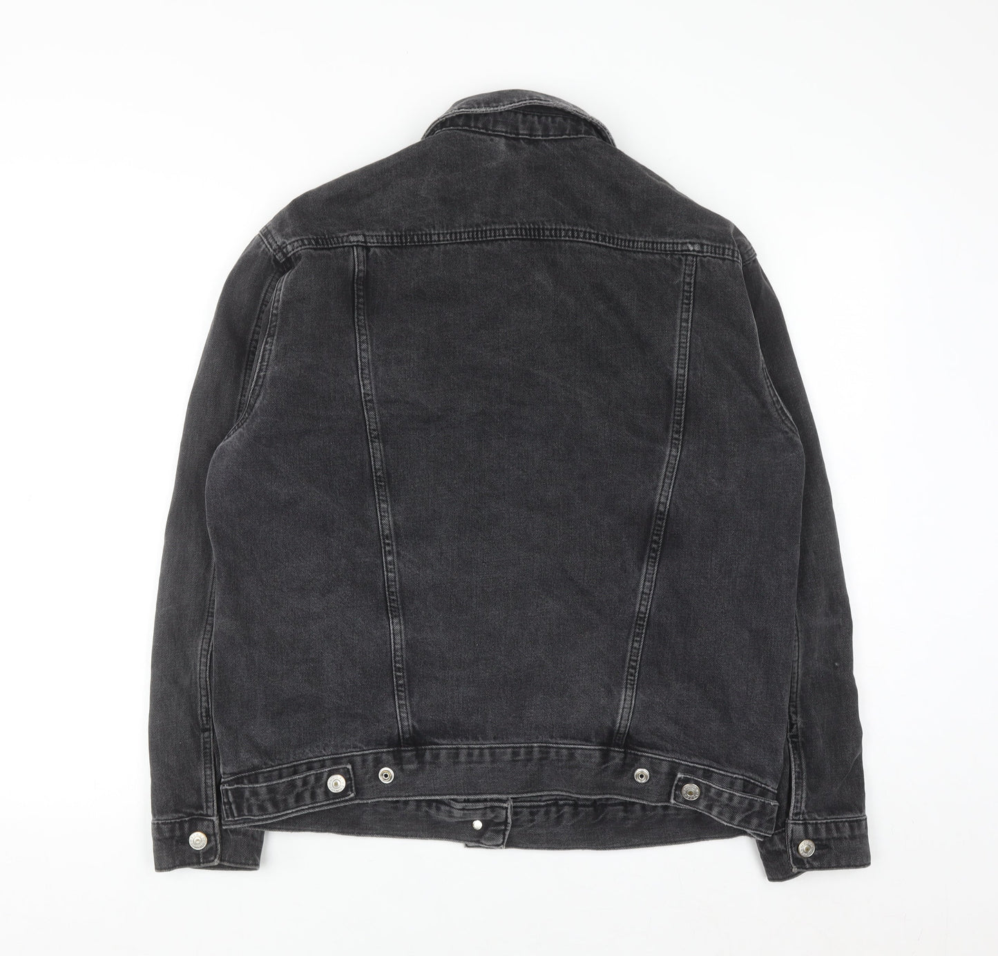 Topshop Women’s Black Cotton Denim Jacket UK 10 Classic Style