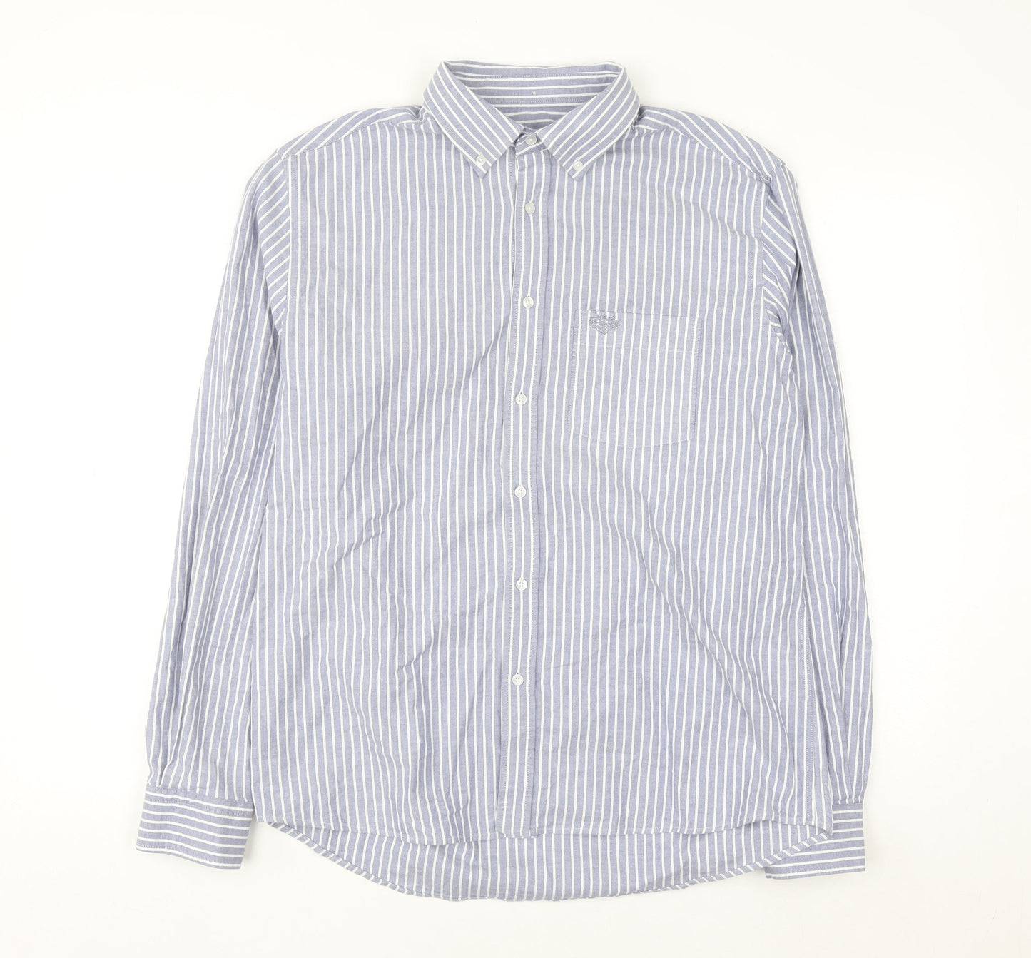 Paul Costelloe Men’s Blue Striped Regular Fit Long Sleeve Button-Up Shirt Medium
