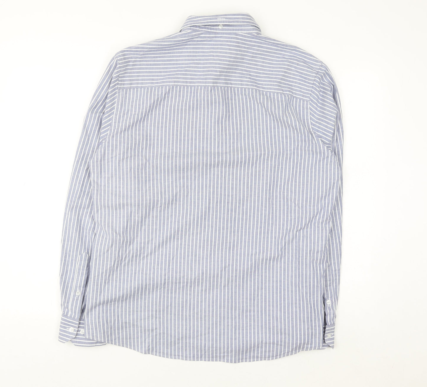 Paul Costelloe Men’s Blue Striped Regular Fit Long Sleeve Button-Up Shirt Medium