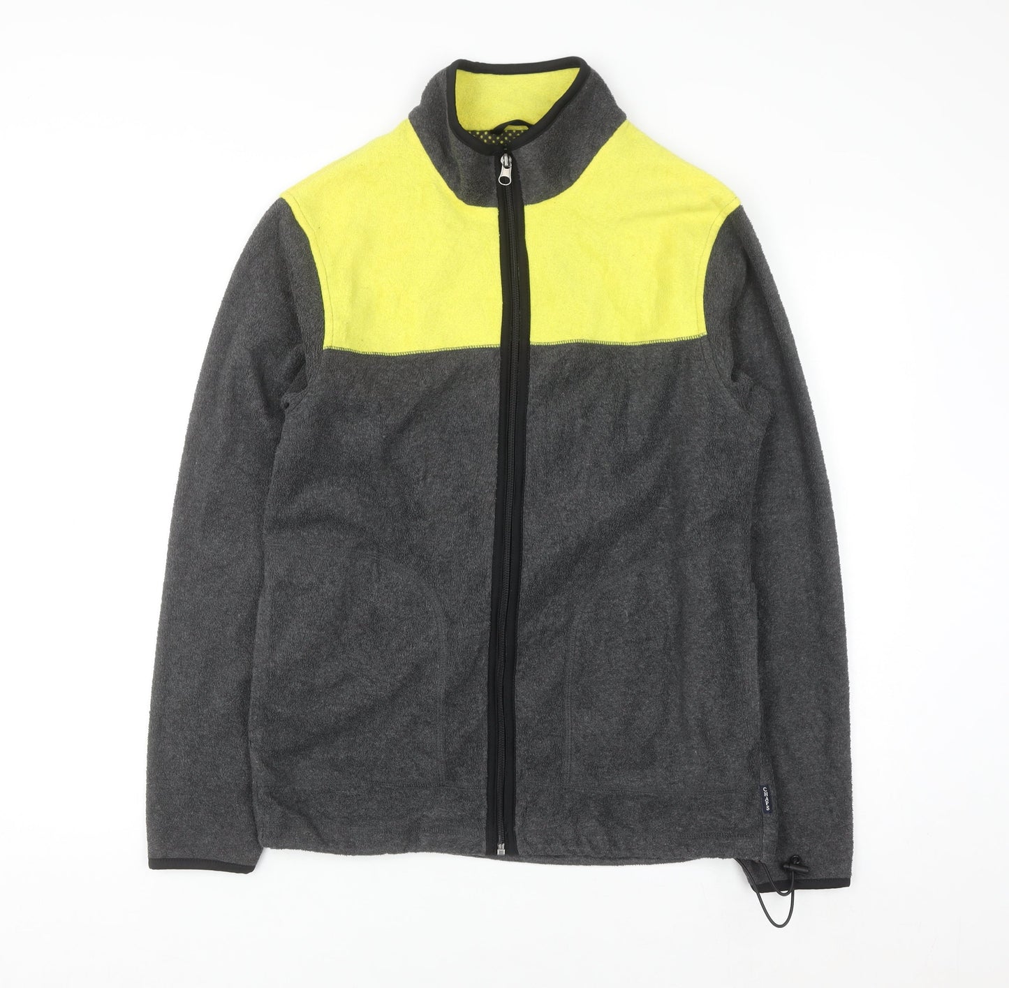 Chaps Men’s Grey Yellow Full Zip Polar Fleece Sweatshirt Size S