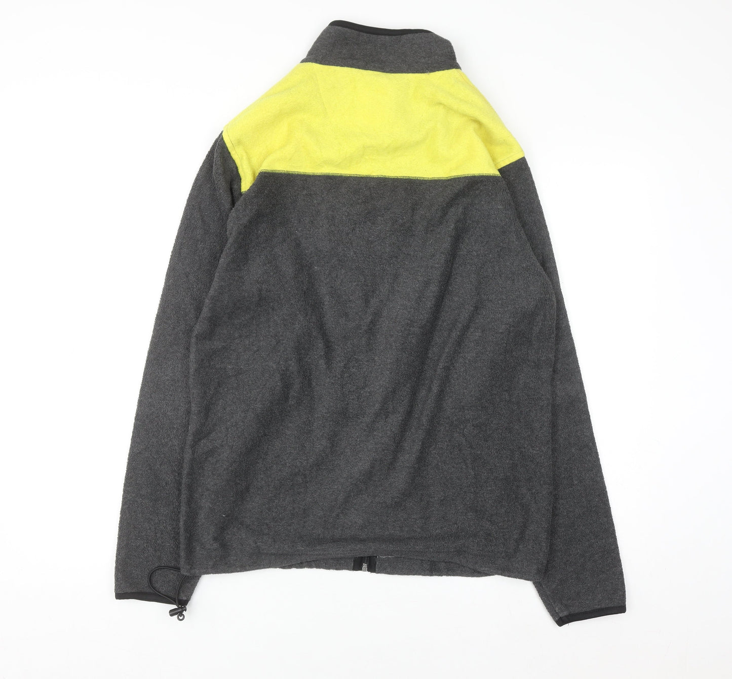Chaps Men’s Grey Yellow Full Zip Polar Fleece Sweatshirt Size S