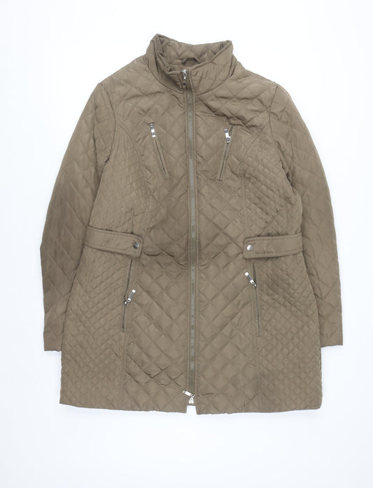 MS VASS Women's Brown Quilted Mid-Length Coat Size 16