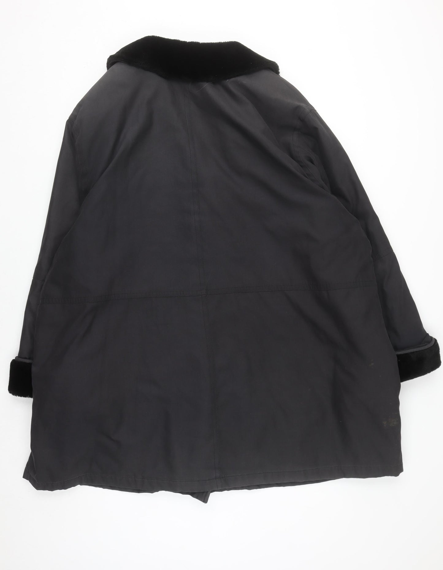 Ann Harvey Women's Black Long Overcoat Size 20 Faux Fur Collar