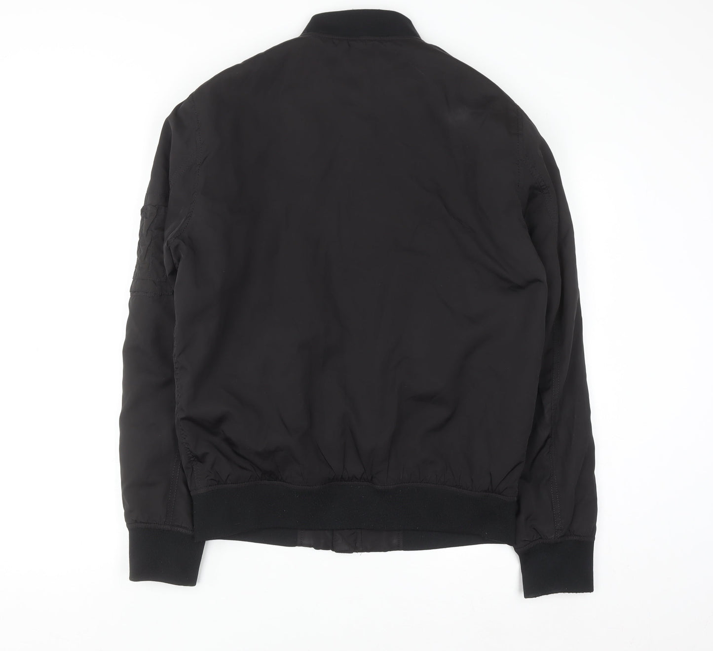 ZARA MAN Men's Black Bomber Jacket L Full Zip Lightweight