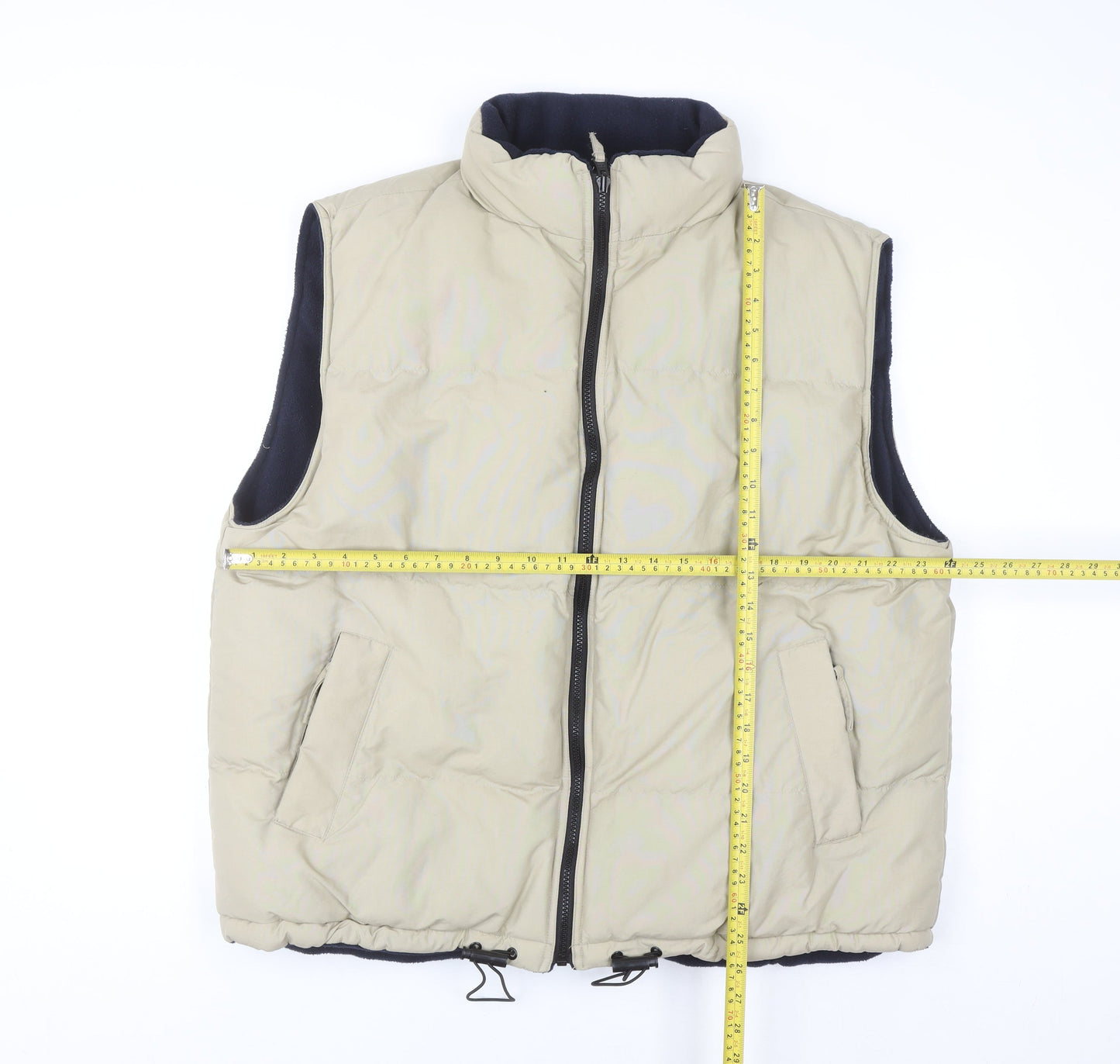 BHS Men's Beige XL Puffer Waistcoat with Full Zip Pockets