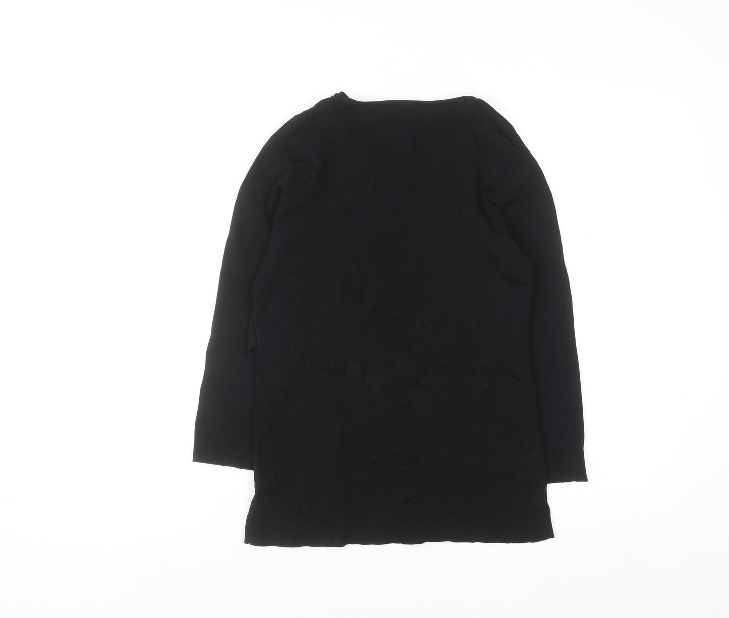 Jeff Banks Women Black Size 12 V-Neck Tunic Jumper with Buckle Detail
