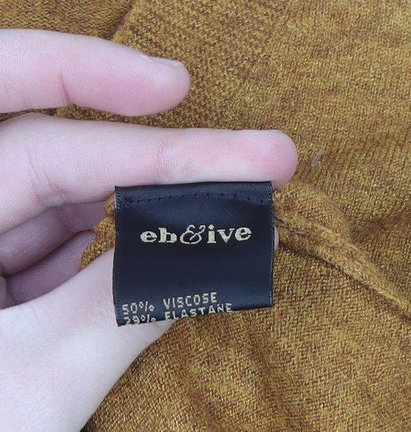 eb&ive Womens Brown V-Neck Tunic Knit Jumper Size S Relaxed Fit