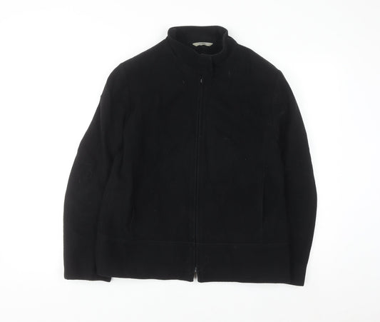 Marks and Spencer Womens Black Wool Blend Zip Jacket Size 14